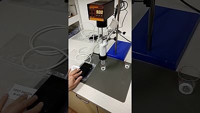 Automated powder dispensing with bistable footswitch